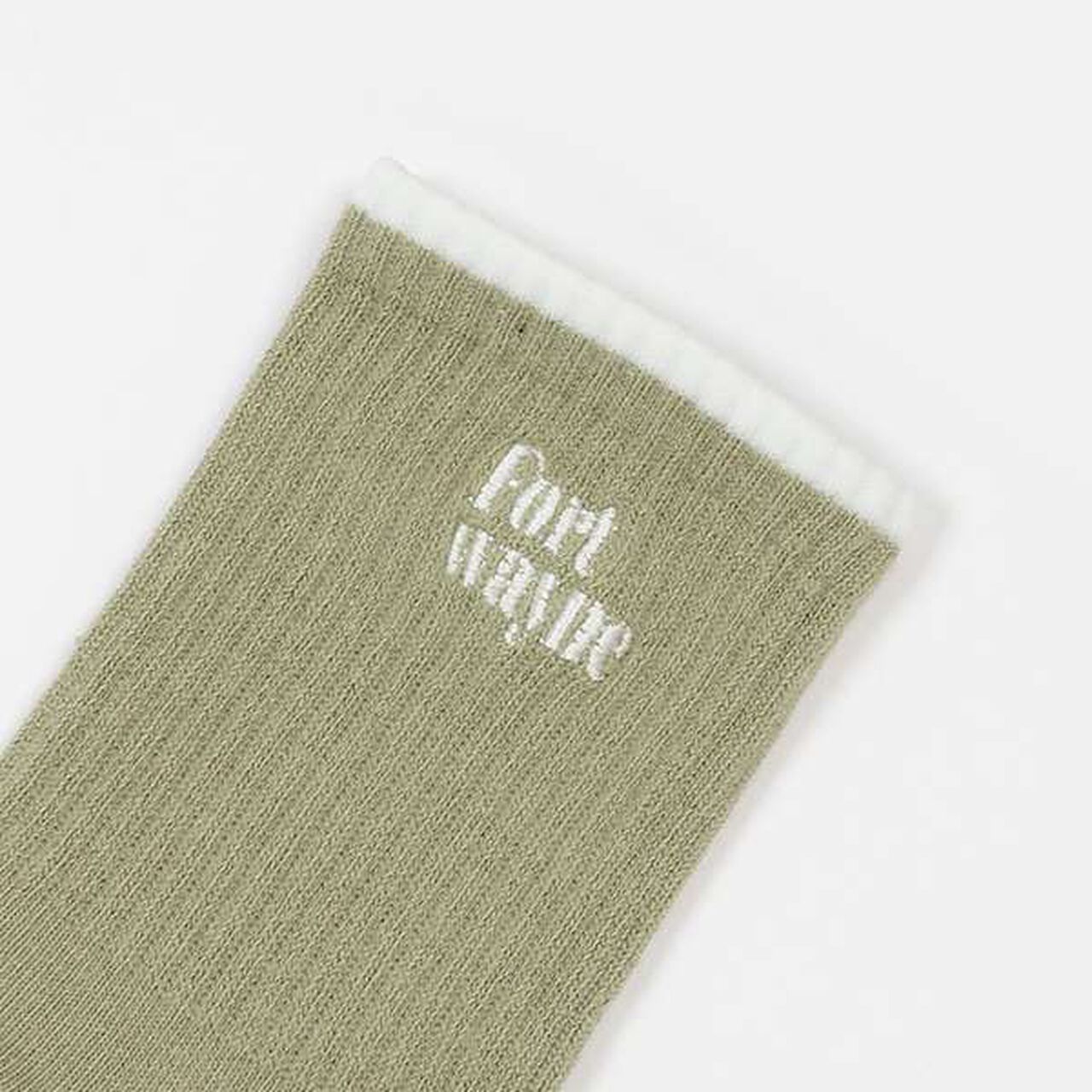 Embroidered Ribbed Crew Socks,Off white, large image number 1