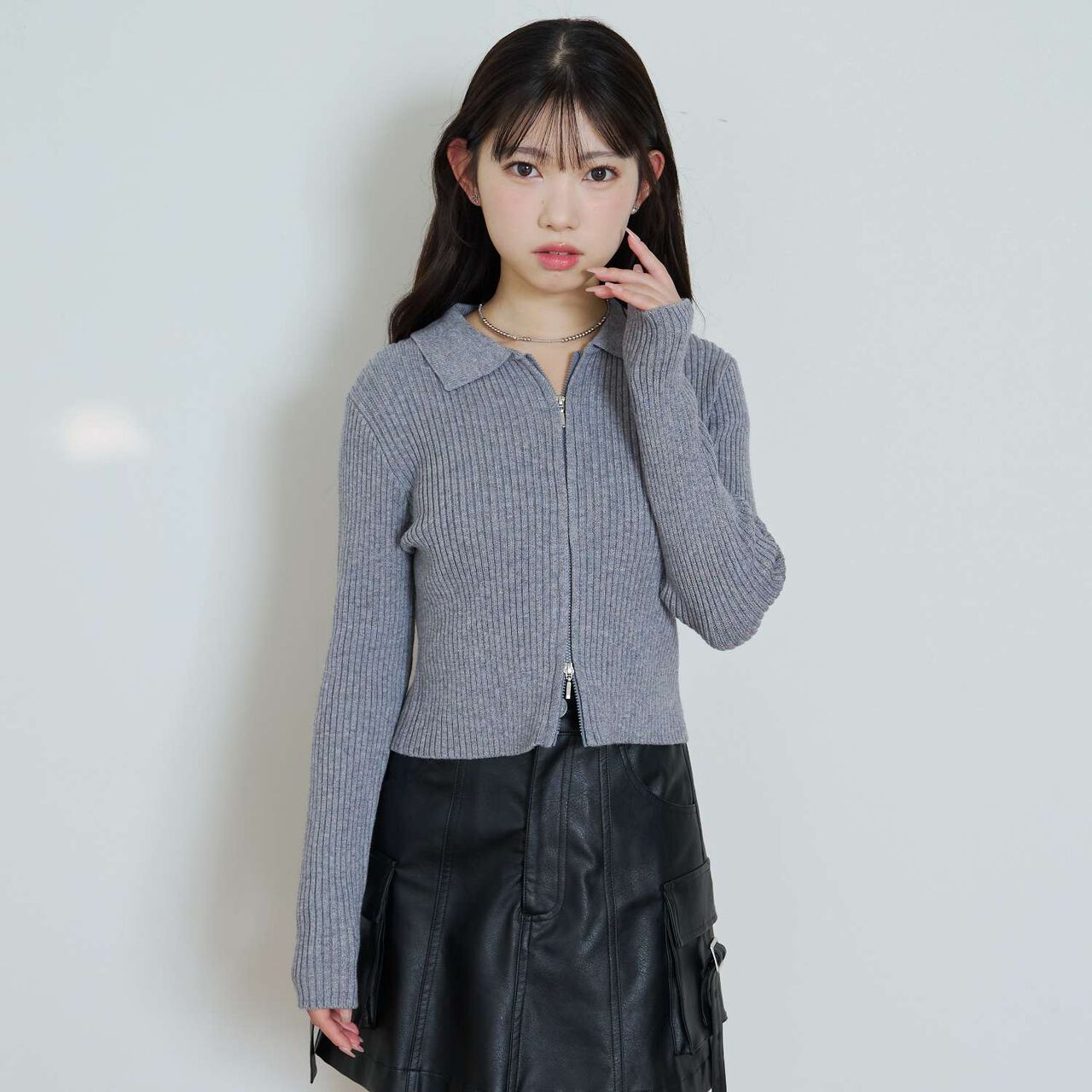 [LTXC] Washable Ribbed W Zipper Cardigan,Ivory, large image number 6