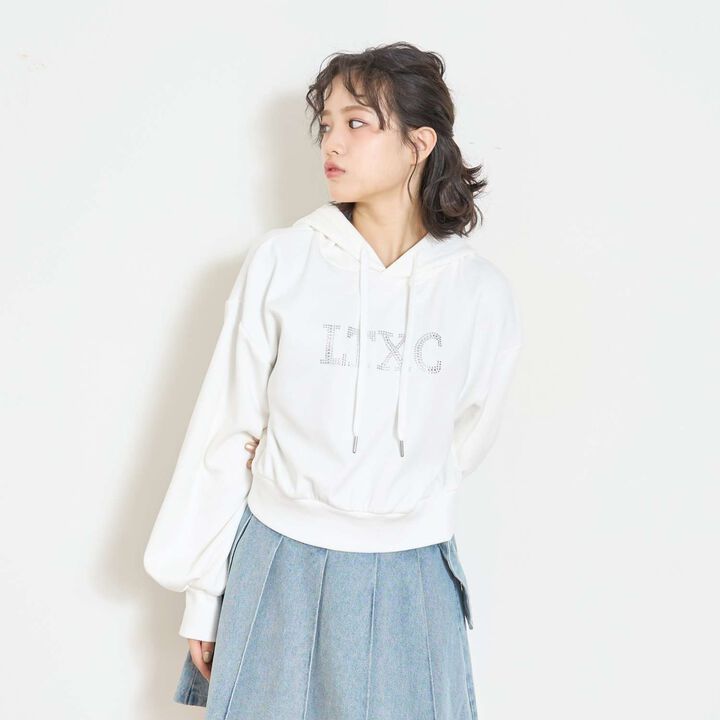 [LTXC] Shaggy Lined Black Cropped Parka,Off white, medium image number 1