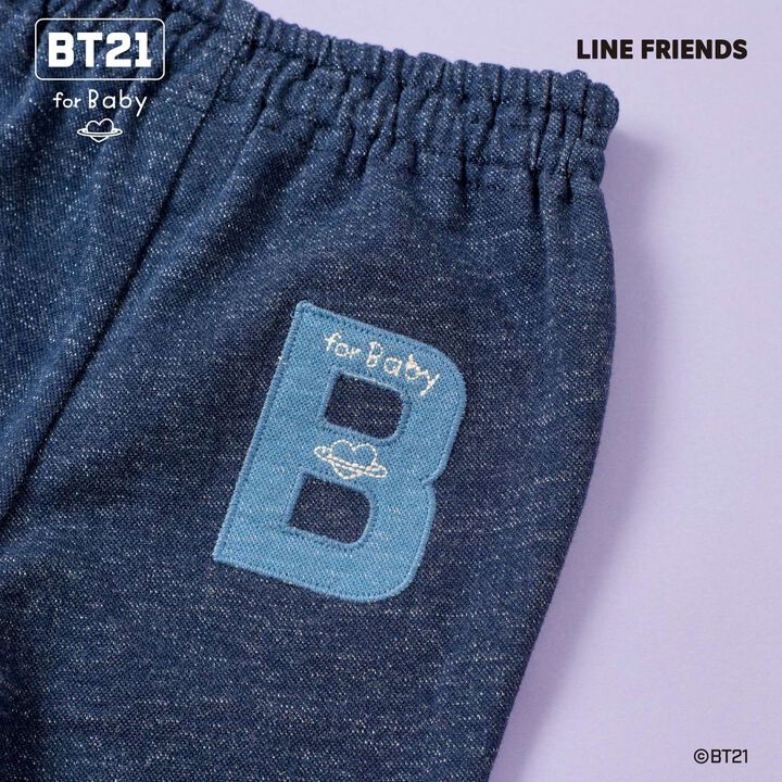 [BT21] Denim-Style Knit Twill 7/8 Pants,Blue, medium image number 8