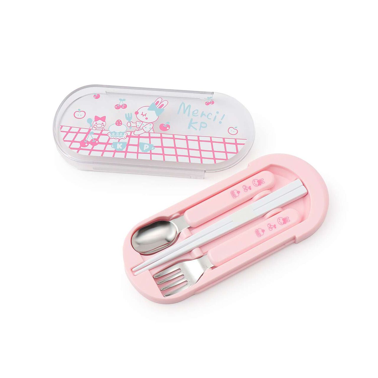 Mimi-chan Cutlery Set,Pink, large image number 0