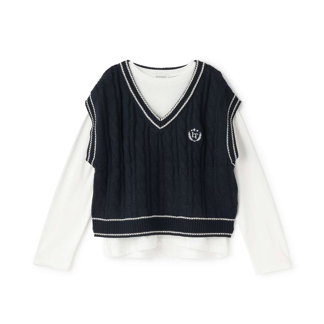 [GOOD PRICE] Cable Knit T-Shirt Set,Off white, large image number 5