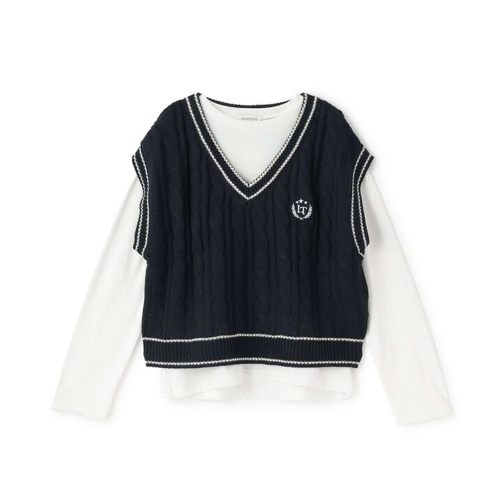 [GOOD PRICE] Cable Knit T-Shirt Set,Off white, medium image number 5