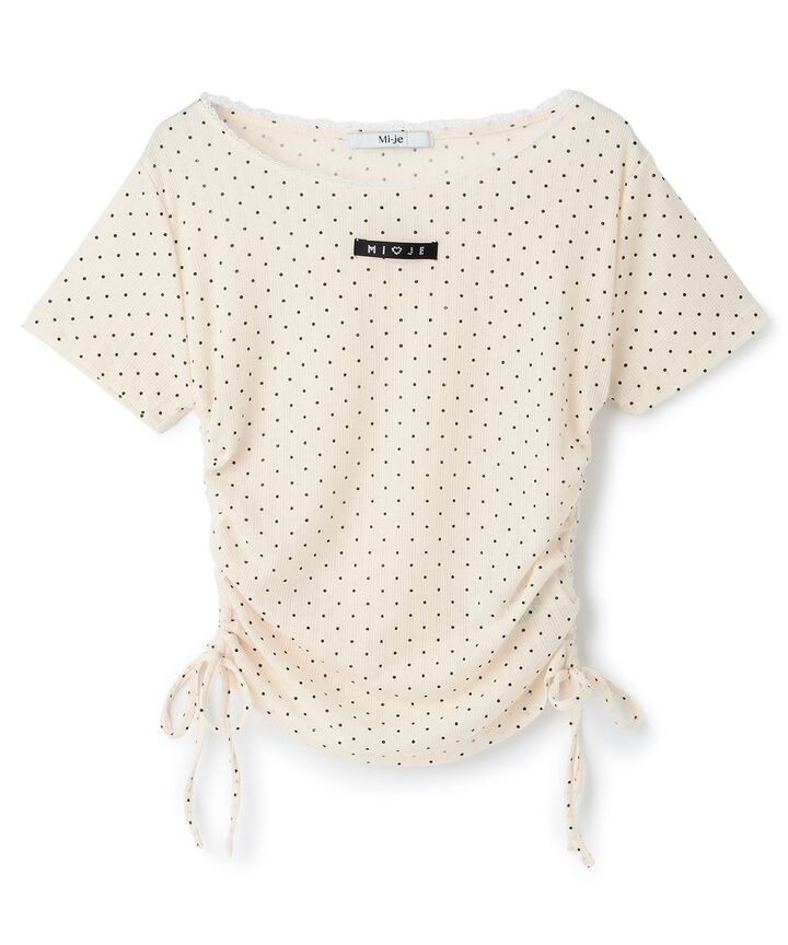 Side Drawstring Stone Name T-Shirt,Ivory, medium image number 0