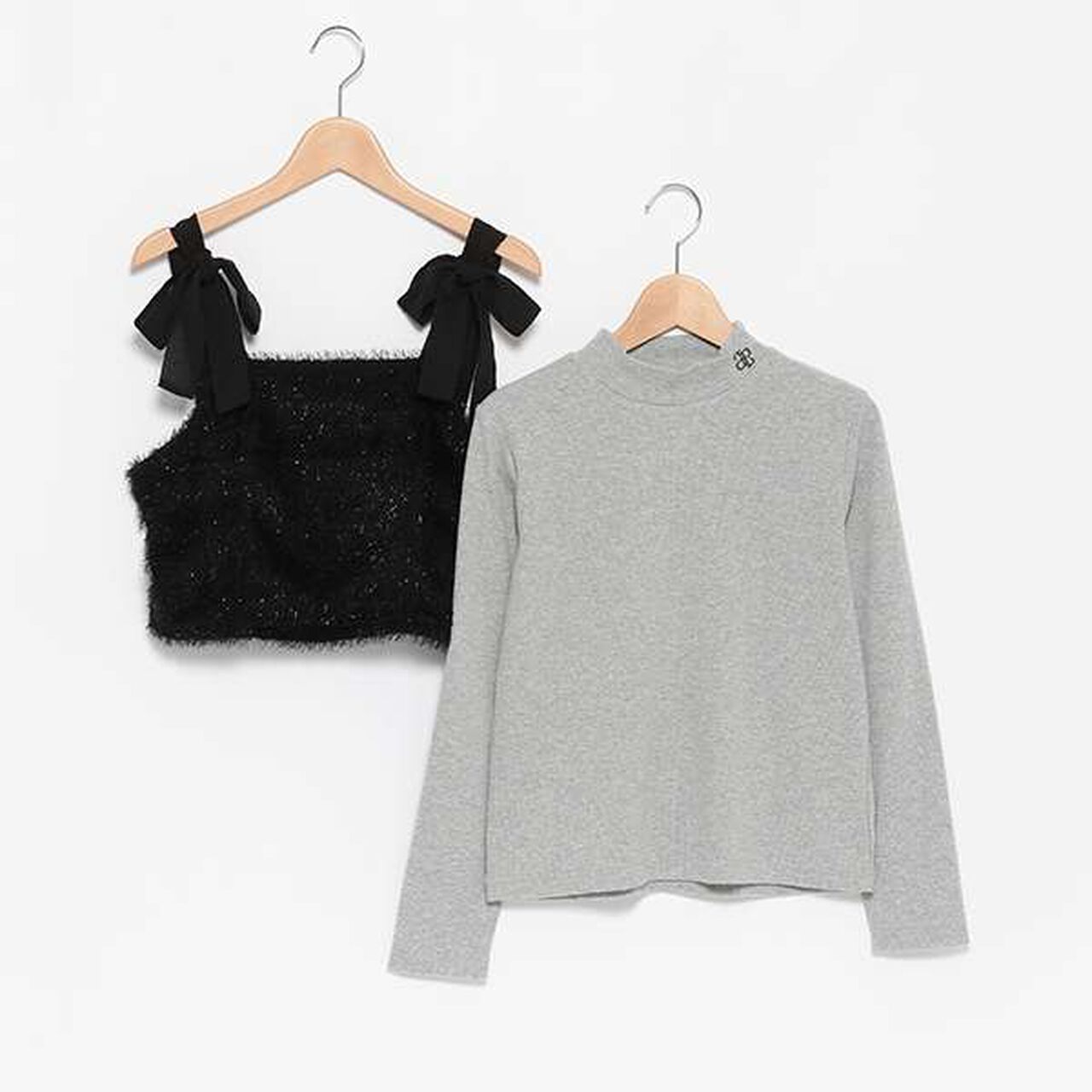 Shaggy Camisole + Ribbed Top Set,Blue, large image number 12