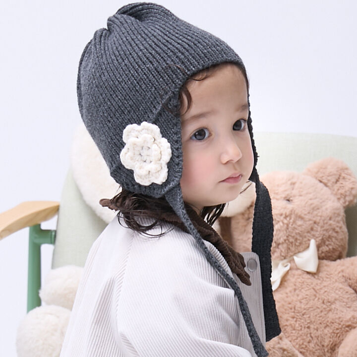 Knit Beanie with Motif Ears,Top gray, medium image number 0