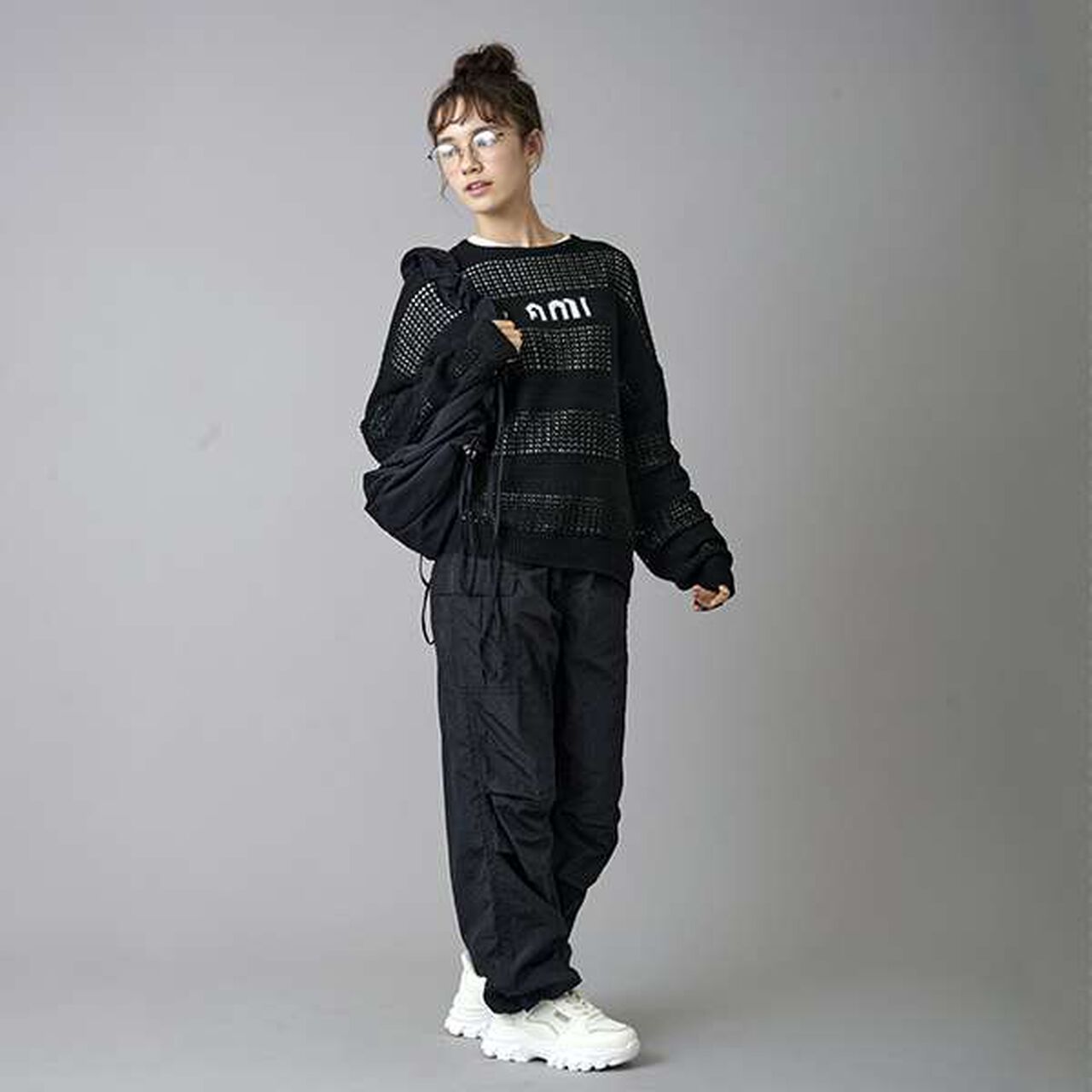 [AMI] Shiny Track Pants,Silver gray, large image number 8