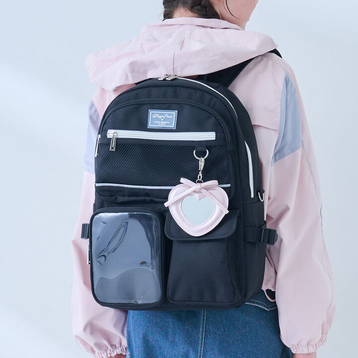[Water-Repellent] Clear Pocket Backpack with Charm, 20L,, medium