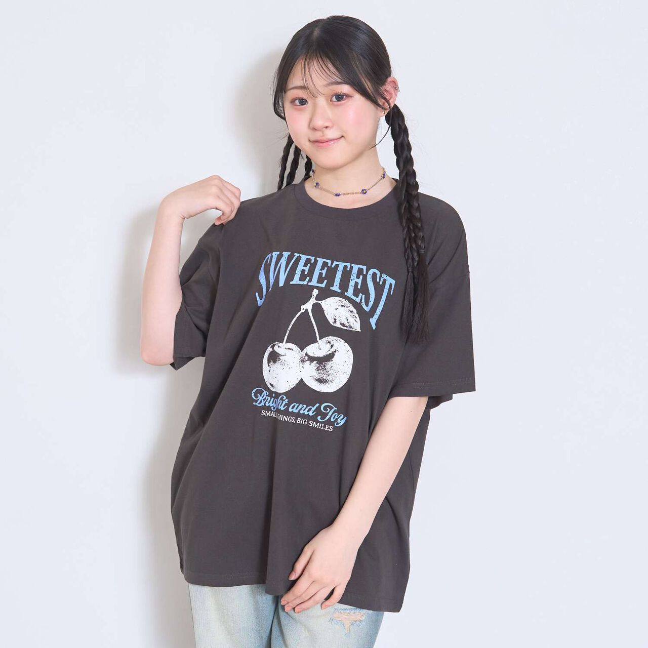 [100% Cotton / GOOD PRICE] Assorted Motif Loose Half Sleeve T-Shirt,Red, large image number 10
