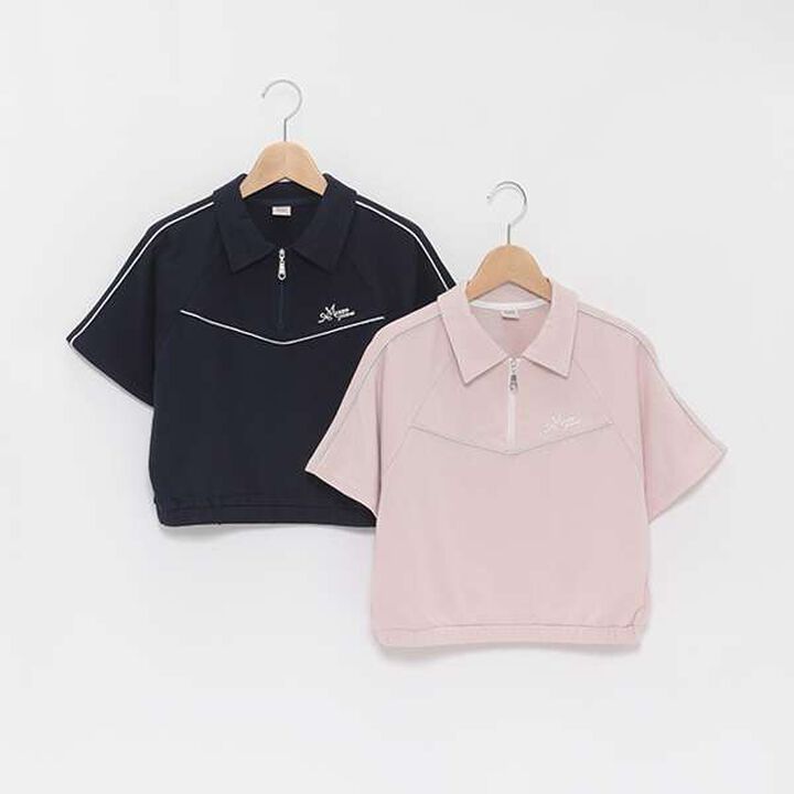 Lame Piping Half-Zip T-Shirt,Navy, medium image number 15