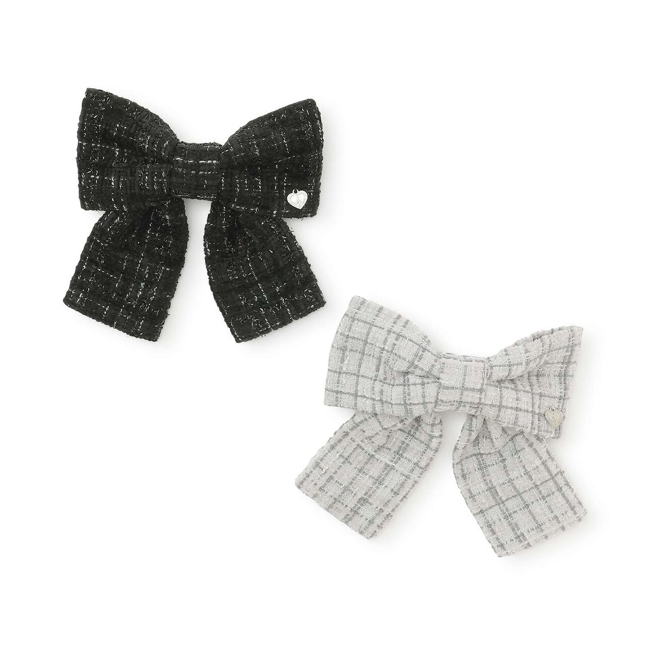 Tweed Ribbon Hair Barrette,Black, large image number 5
