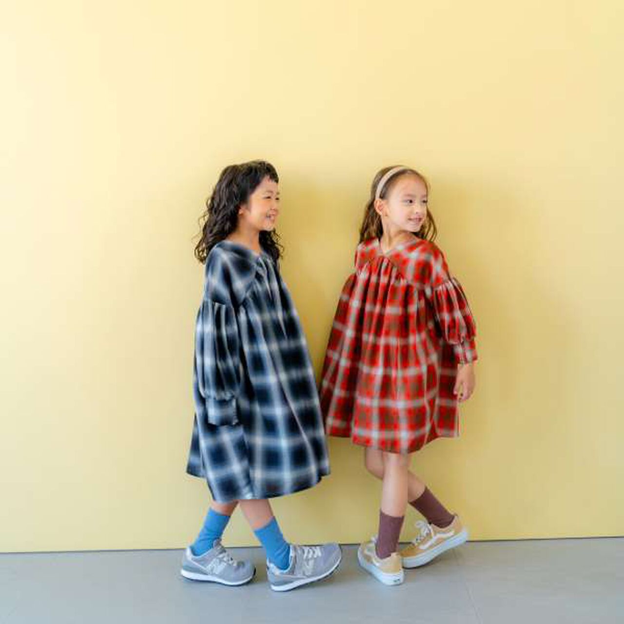 [Link] Ombre Check Volume Mini Dress,Black, large image number 3