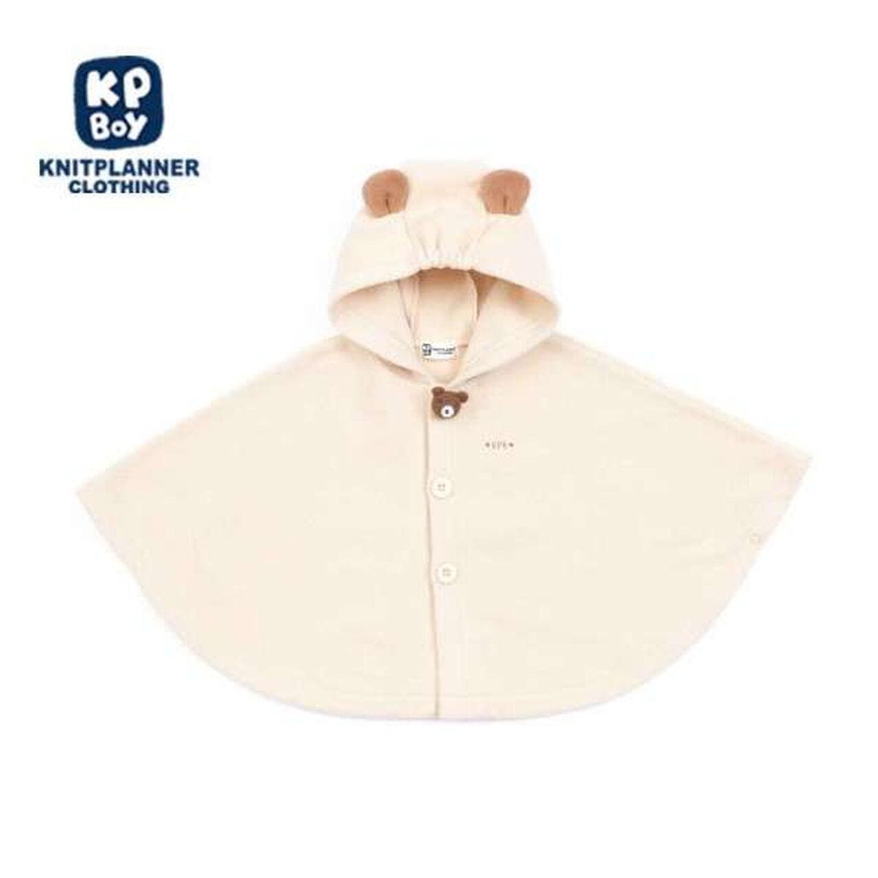 KPBOY Bear Crochet Fleece Cape,Beige, large image number 0