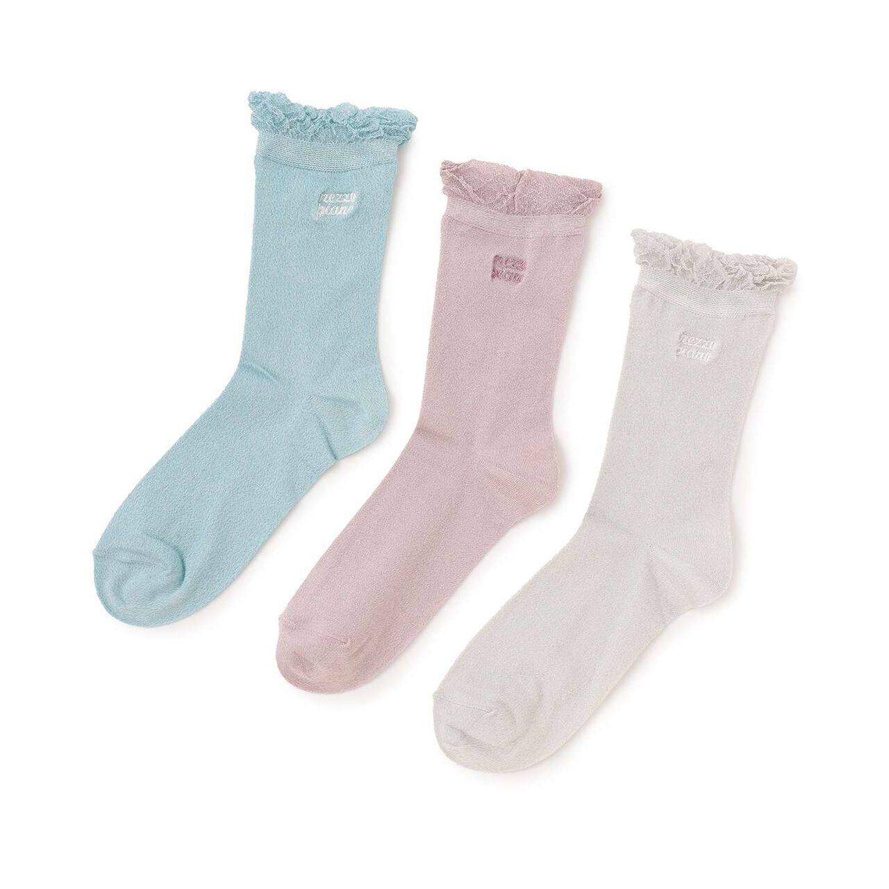 Lame & Logo Embroidery Socks,Pink, large image number 4