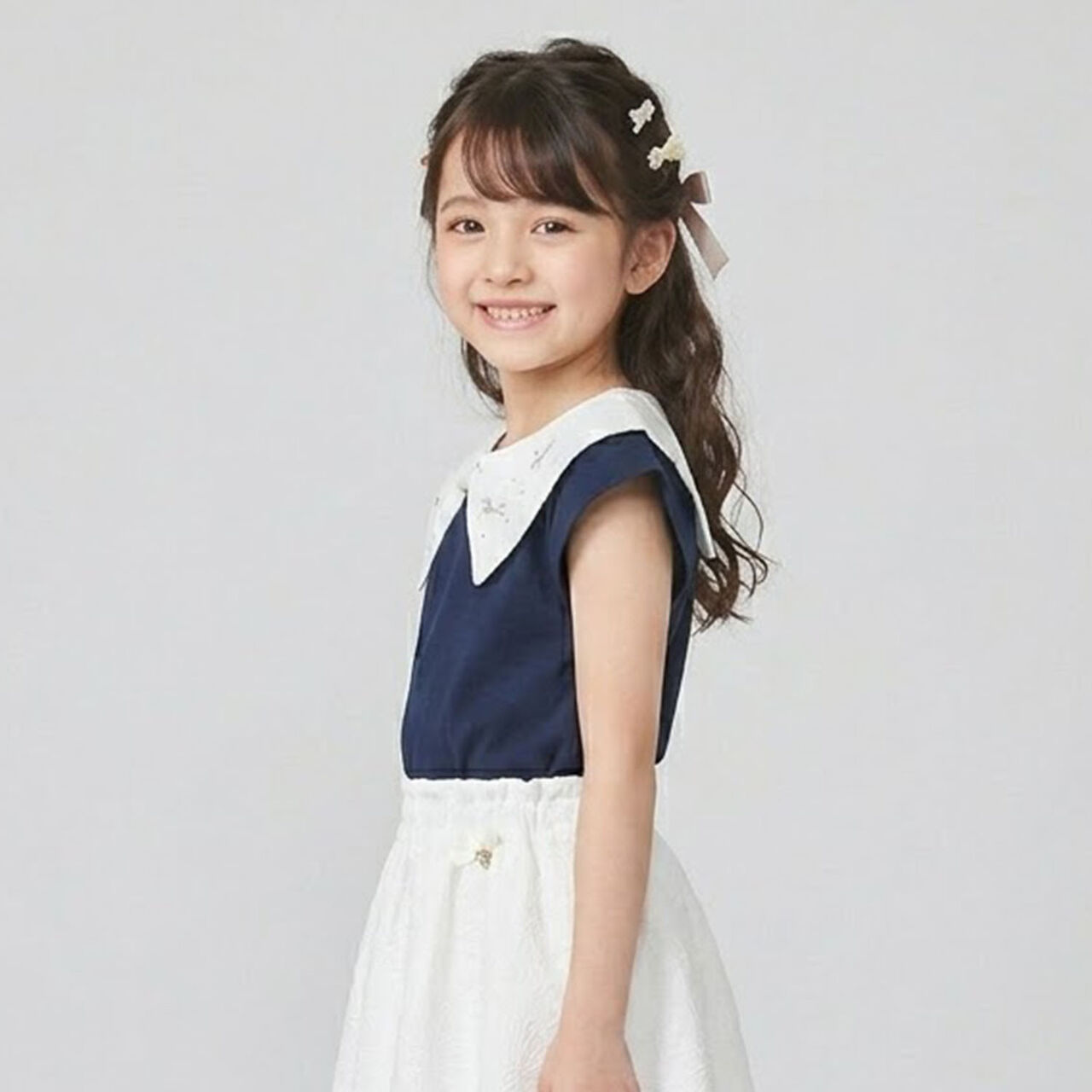 Big Ribbon Collar Frill Sleeve Tunic,Lavender, large image number 4