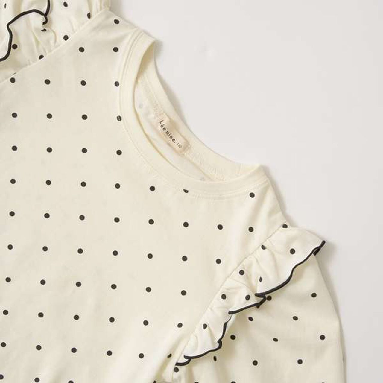 Non-Deforming Frill Sleeve Patterned T-Shirt,Navy, large image number 9