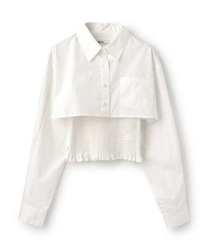 Cropped Shirt and Vest Set,Off white, medium image number 1