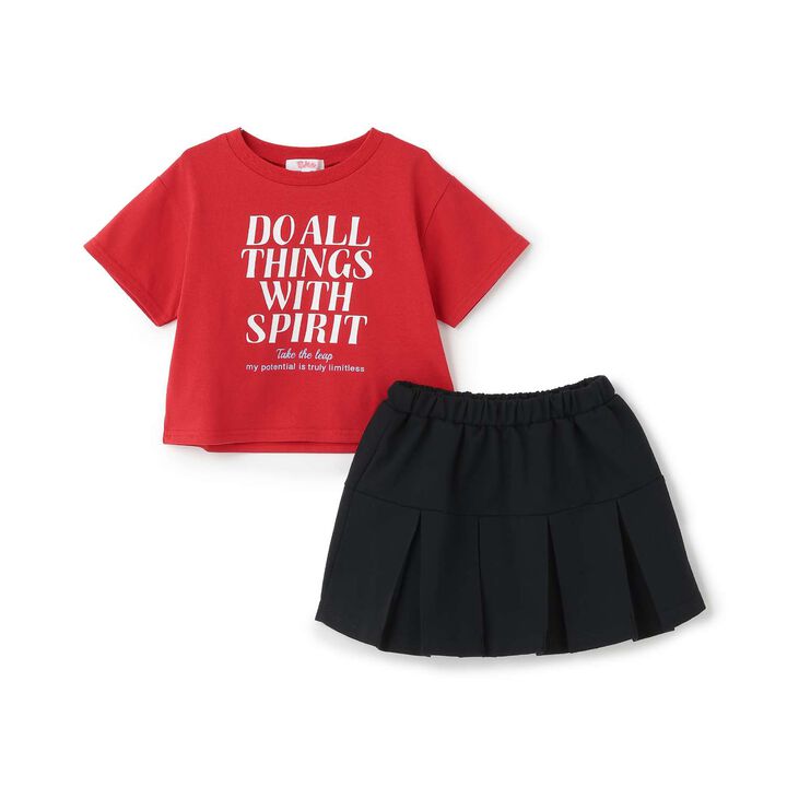 [3way Cool Touch] Logo Short-Sleeve T-Shirt & Pleated Skirt Outfit Set,Smoke white, medium image number 17