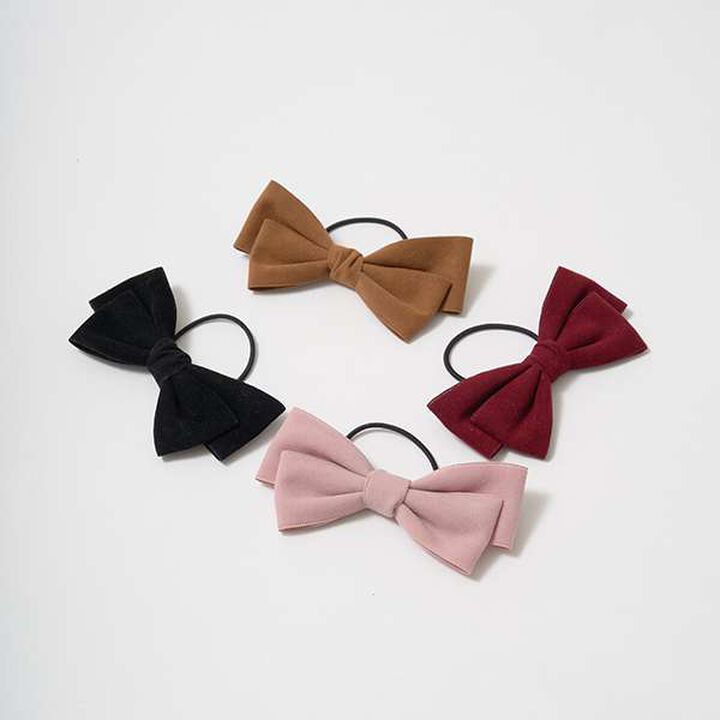 Velour Ribbon Hair Tie,Black, medium image number 1