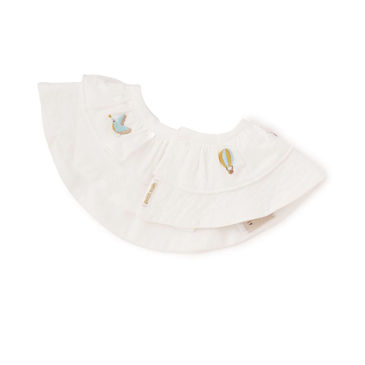 Waterproof Embroidered Frill Bib,Ivory, large image number 1