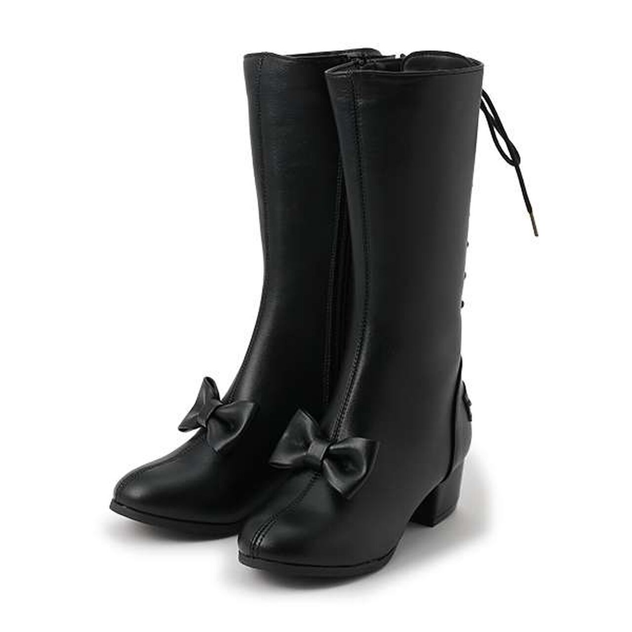 Lace-Up Back Long Boots,Black, large image number 0