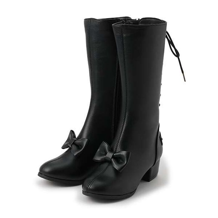 Lace-Up Back Long Boots,Black, medium image number 0