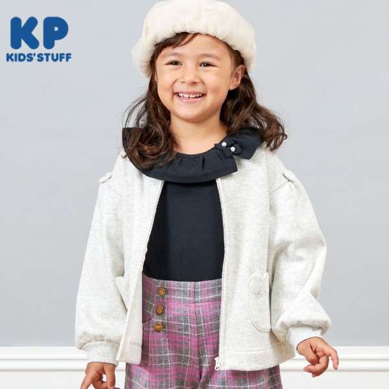 KP Scallop Trim Pocket Shaggy Lining Zip-Up (90-140),Black, large image number 19