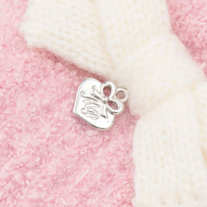 Ribbon Marshmallow Knit Gloves,Light pink, medium image number 1