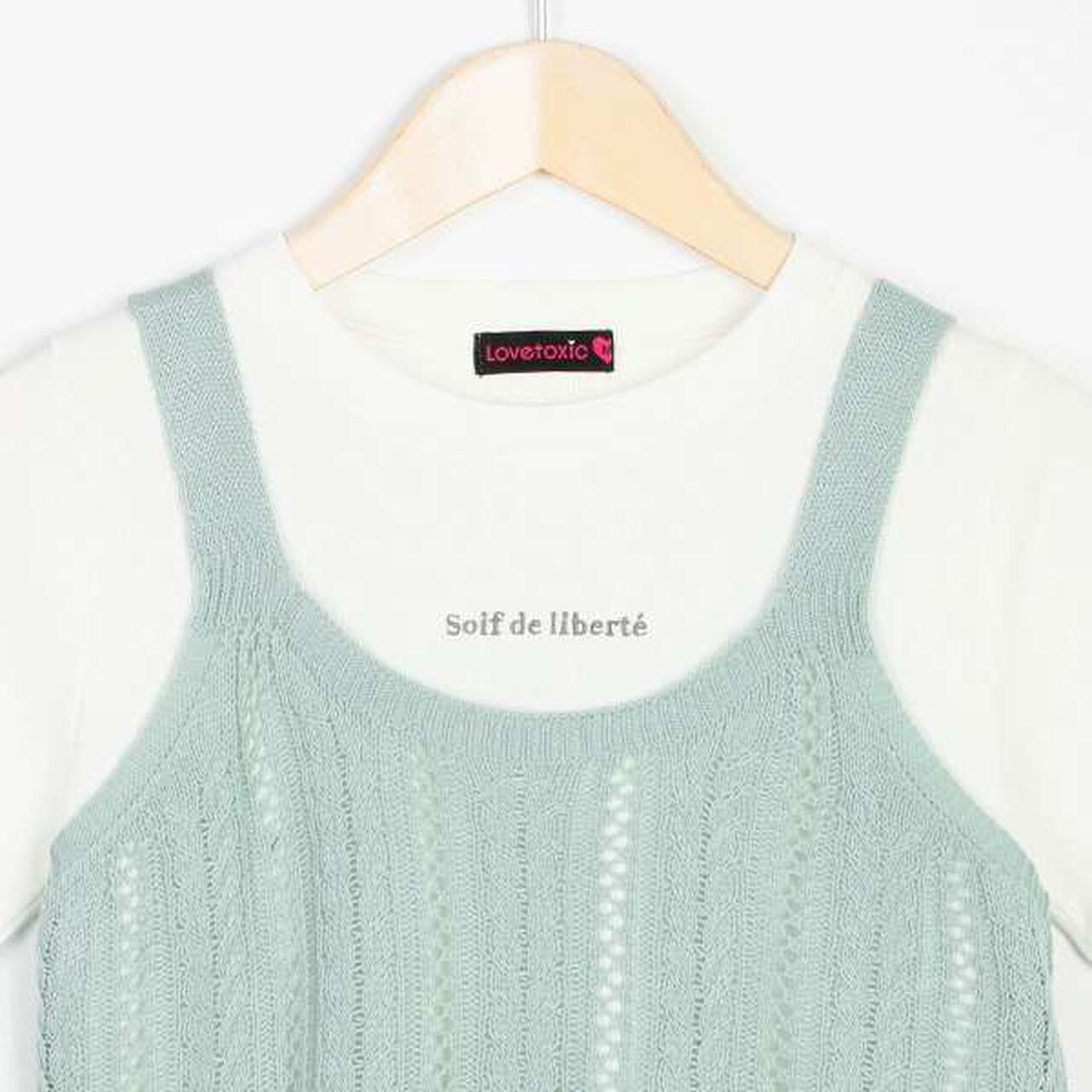 Knit Vest Inner Wear Set,Emerald green, large image number 10