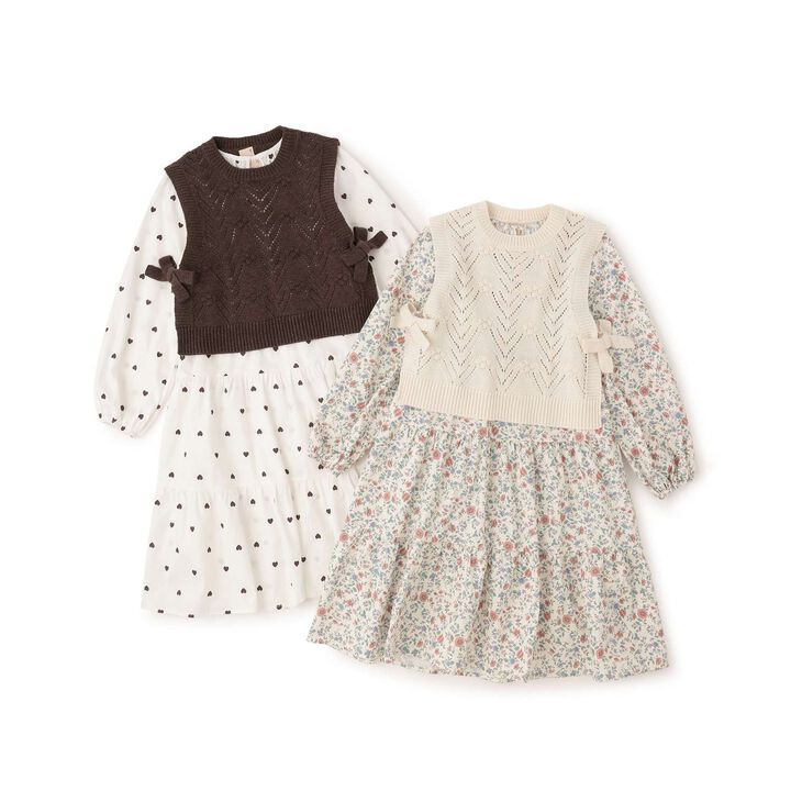 Link Tiered One-Piece Dress with Vest,Brown, medium image number 8