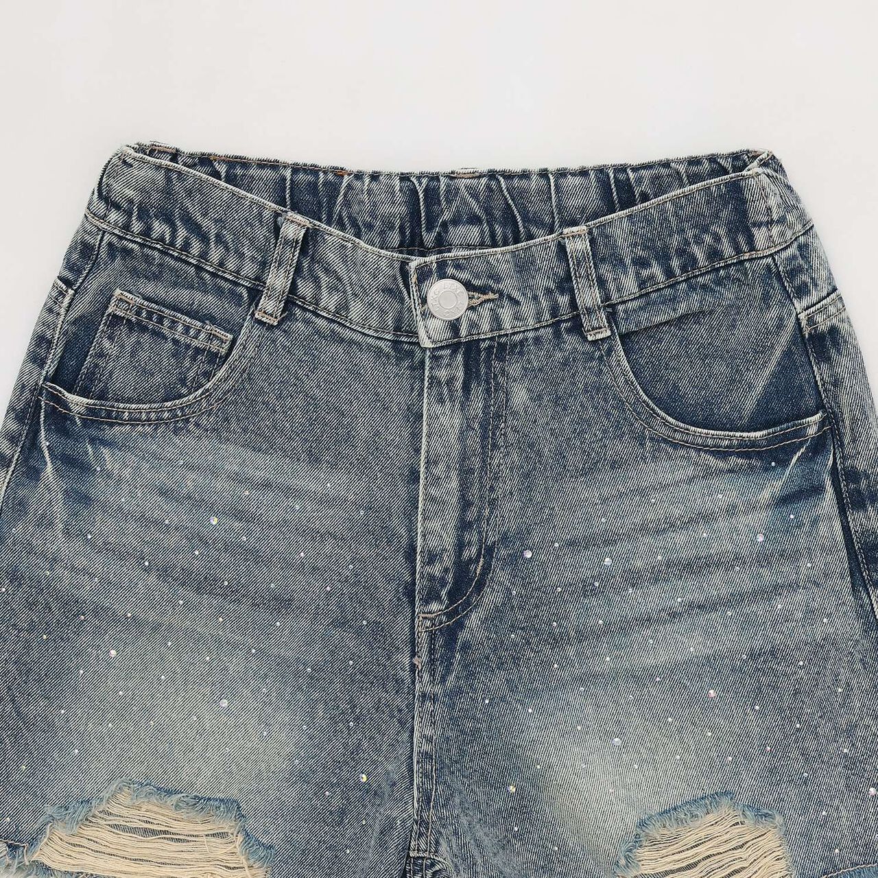 [LTXC] Sparkling Distressed Denim Shorts,Gray, large image number 10