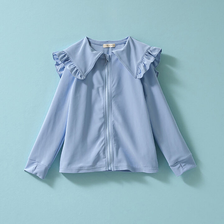 [SWIM] [UV Processing] Sailor Frilled Collar Rash Guard,Sax blue, medium image number 12