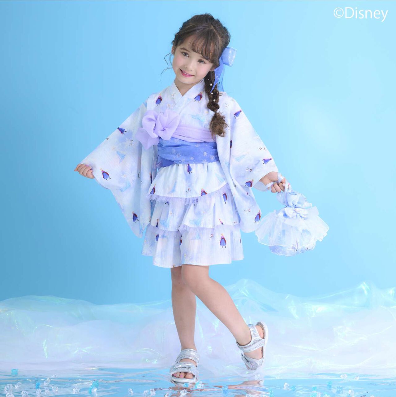 Frozen Yukata Dress [Cool Touch & Quick-Dry Absorbent],Sax blue, large image number 0