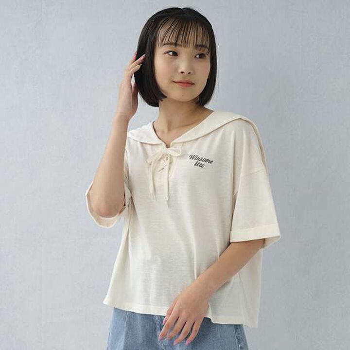 Sailor Collar Half T-Shirt,Sax blue, medium image number 12