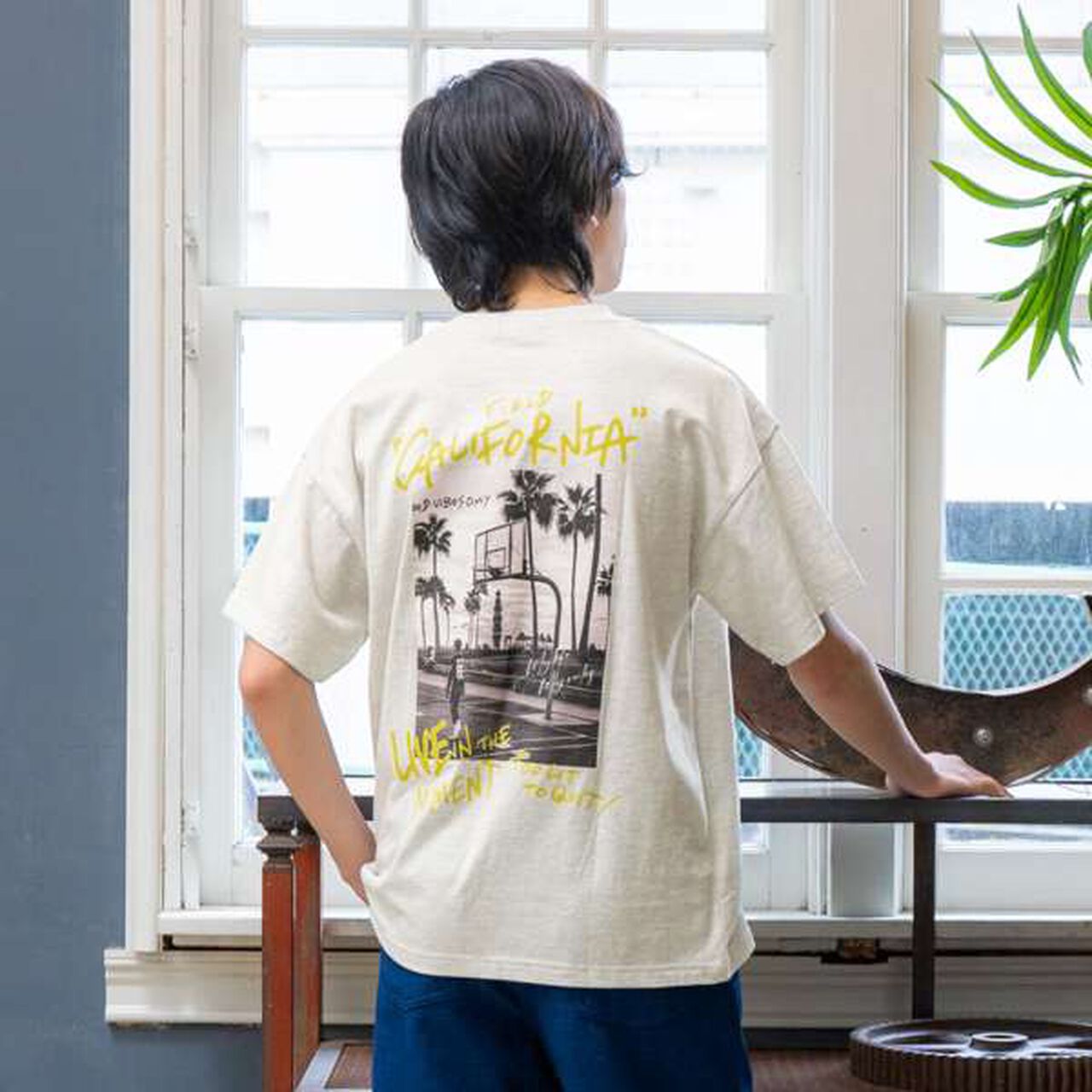 [Anti-Stain] Resort Back Print Short Sleeve T-Shirt,Navy, large image number 13