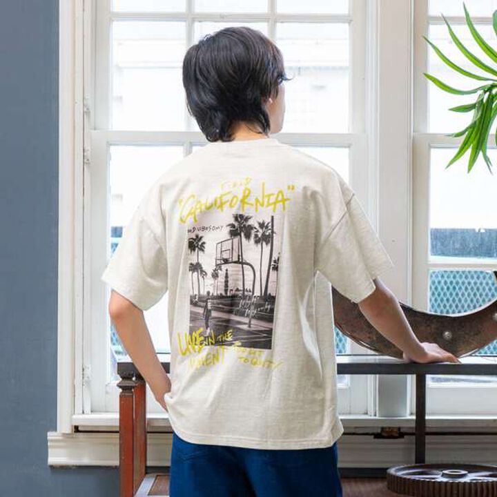 [Anti-Stain] Resort Back Print Short Sleeve T-Shirt,Navy, medium image number 13