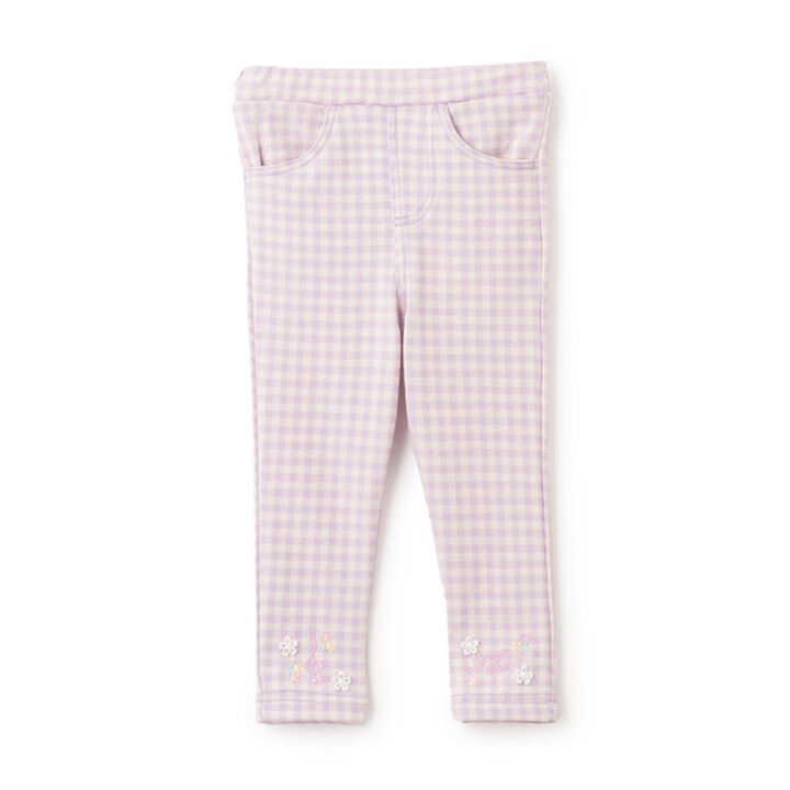 Gingham Check Cut Leggings,Lavender, medium image number 0