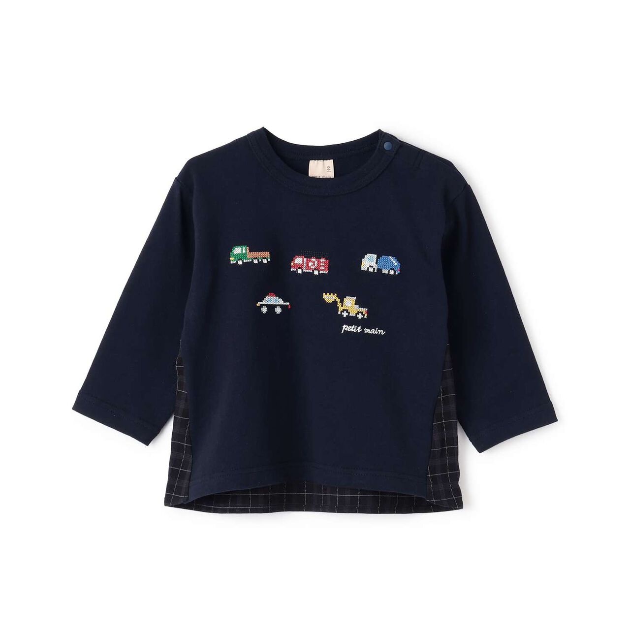 Work Vehicle Embroidery Long-Sleeve T-Shirt,Navy, large image number 6