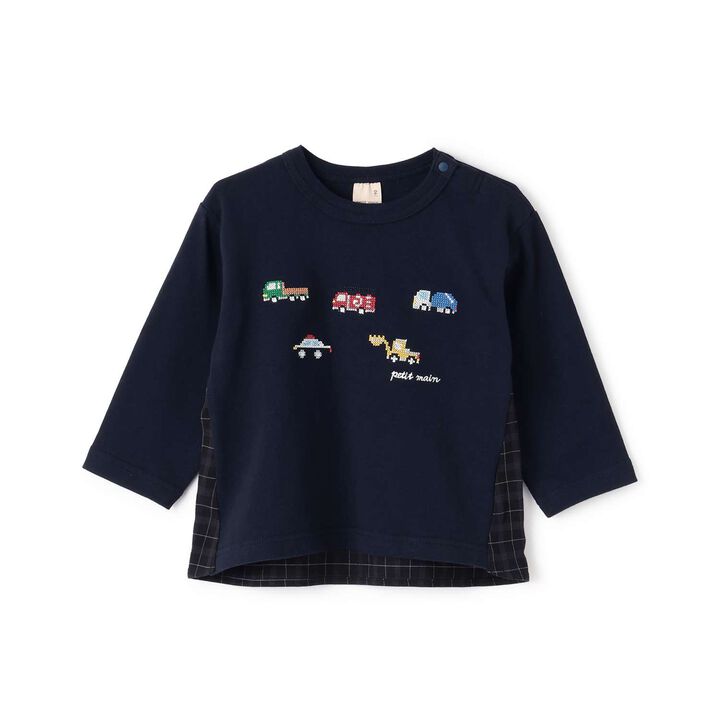 Work Vehicle Embroidery Long-Sleeve T-Shirt,Navy, medium image number 6