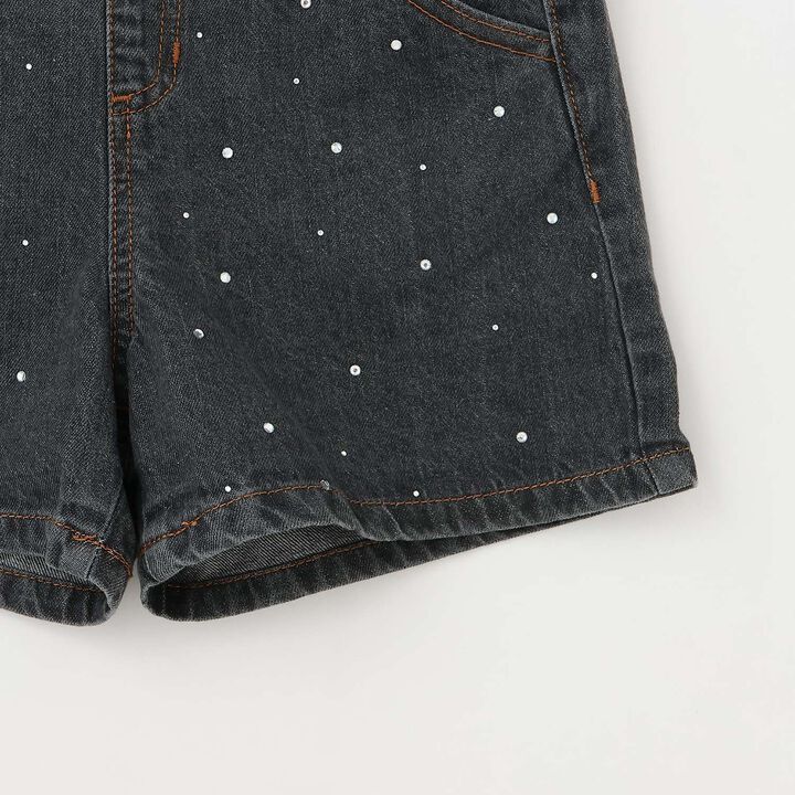 Rhinestone Denim Shorts,Navy, medium image number 5