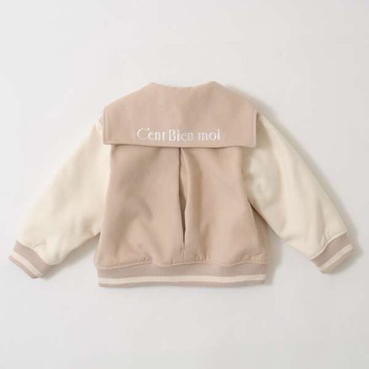 Sailor Collar Varsity Jacket,Beige, medium image number 13