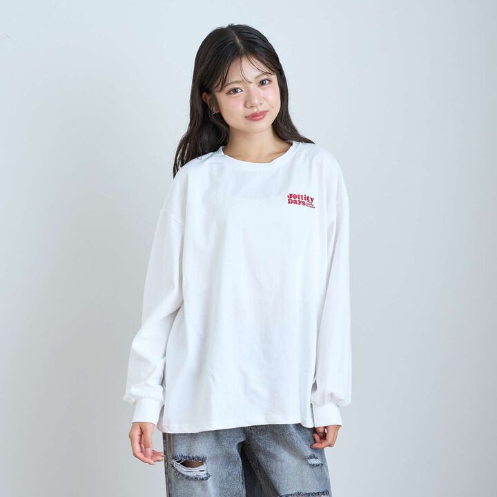 [100% Cotton] Animal Motif Long-Sleeve T-Shirt,Off white, medium image number 2