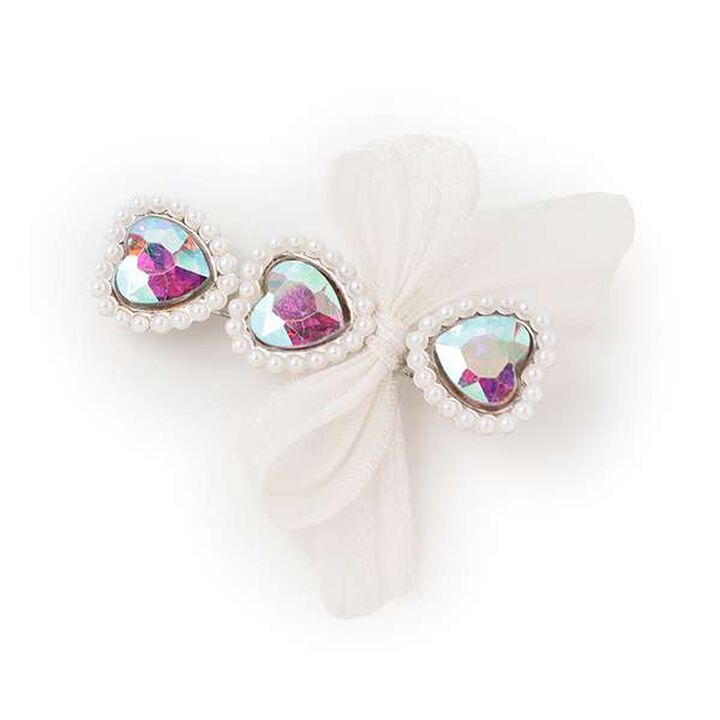 Sparkling Hair Clip with Ribbon,Pink, medium image number 1