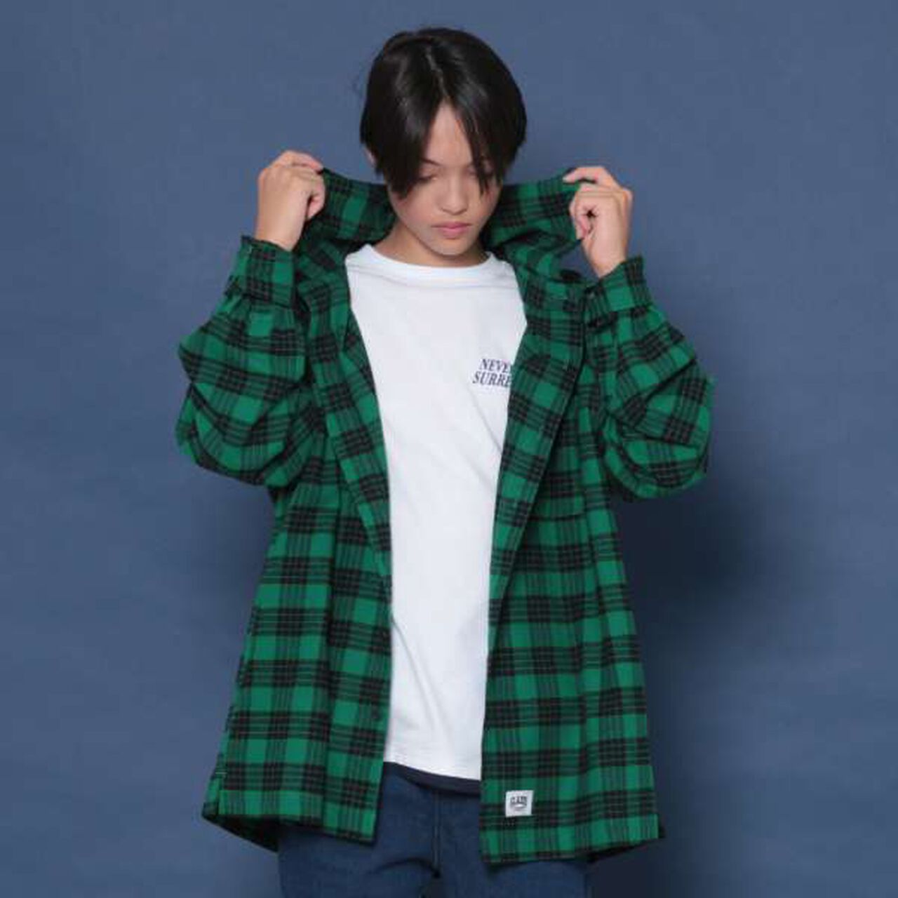 Hooded Check Shirt,Blue, large image number 13
