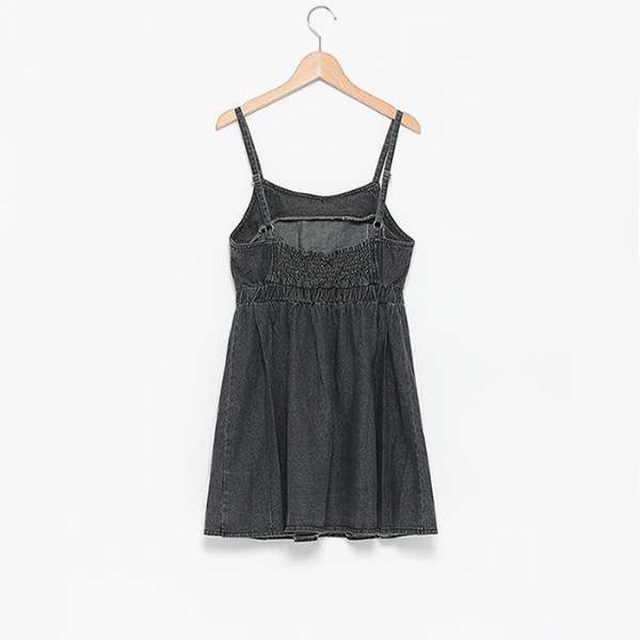 Lace-Up Denim Jumper Dress,Blue, medium image number 1