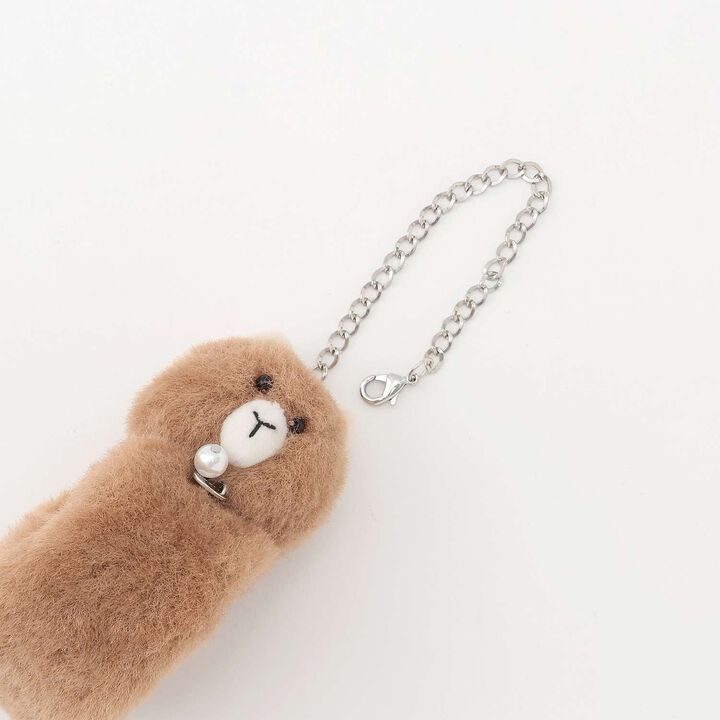 Animal Faux Fur Kururu Bag Charm,Gray, medium image number 2
