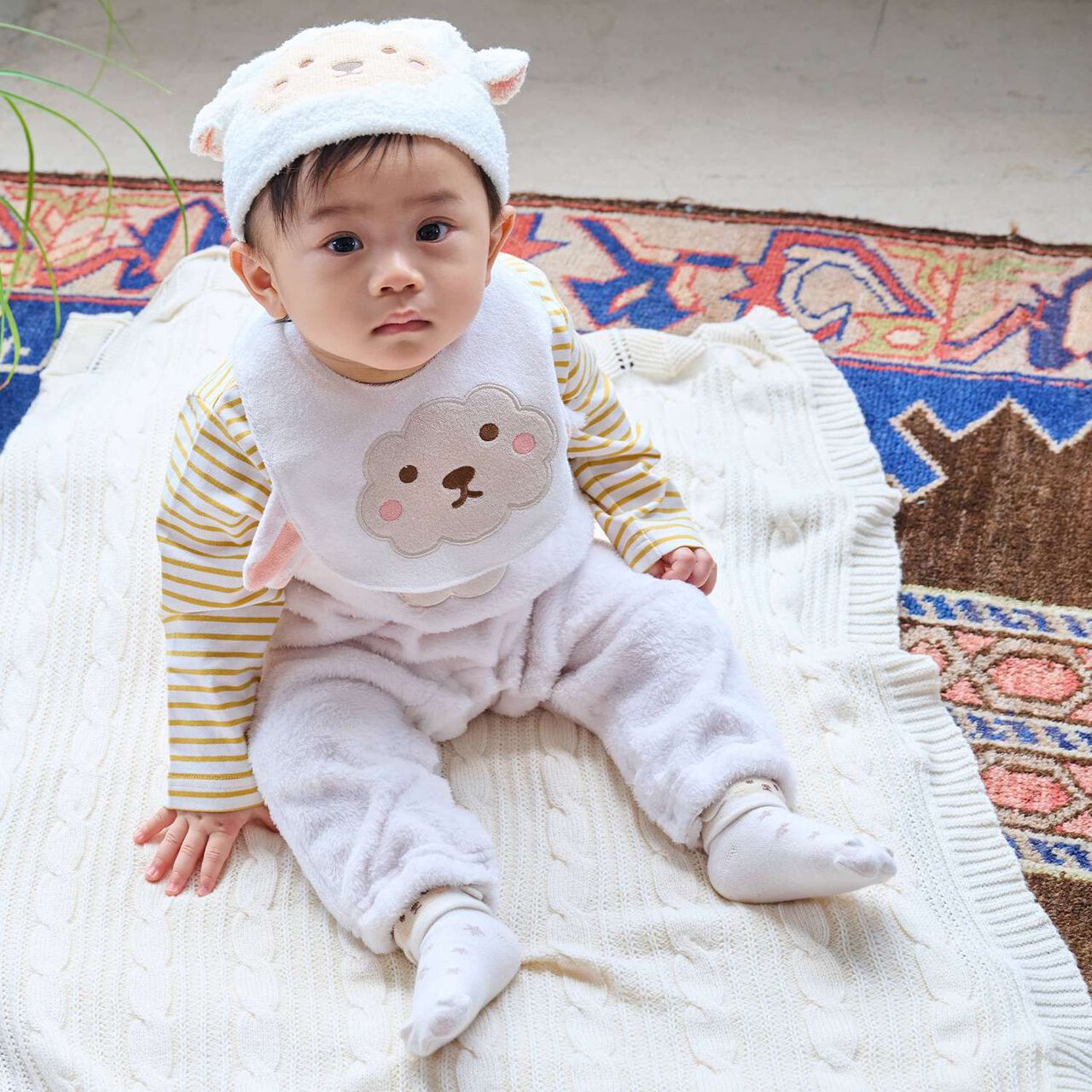 Animal Marshmallow Knit Cap,Light khaki, large image number 13