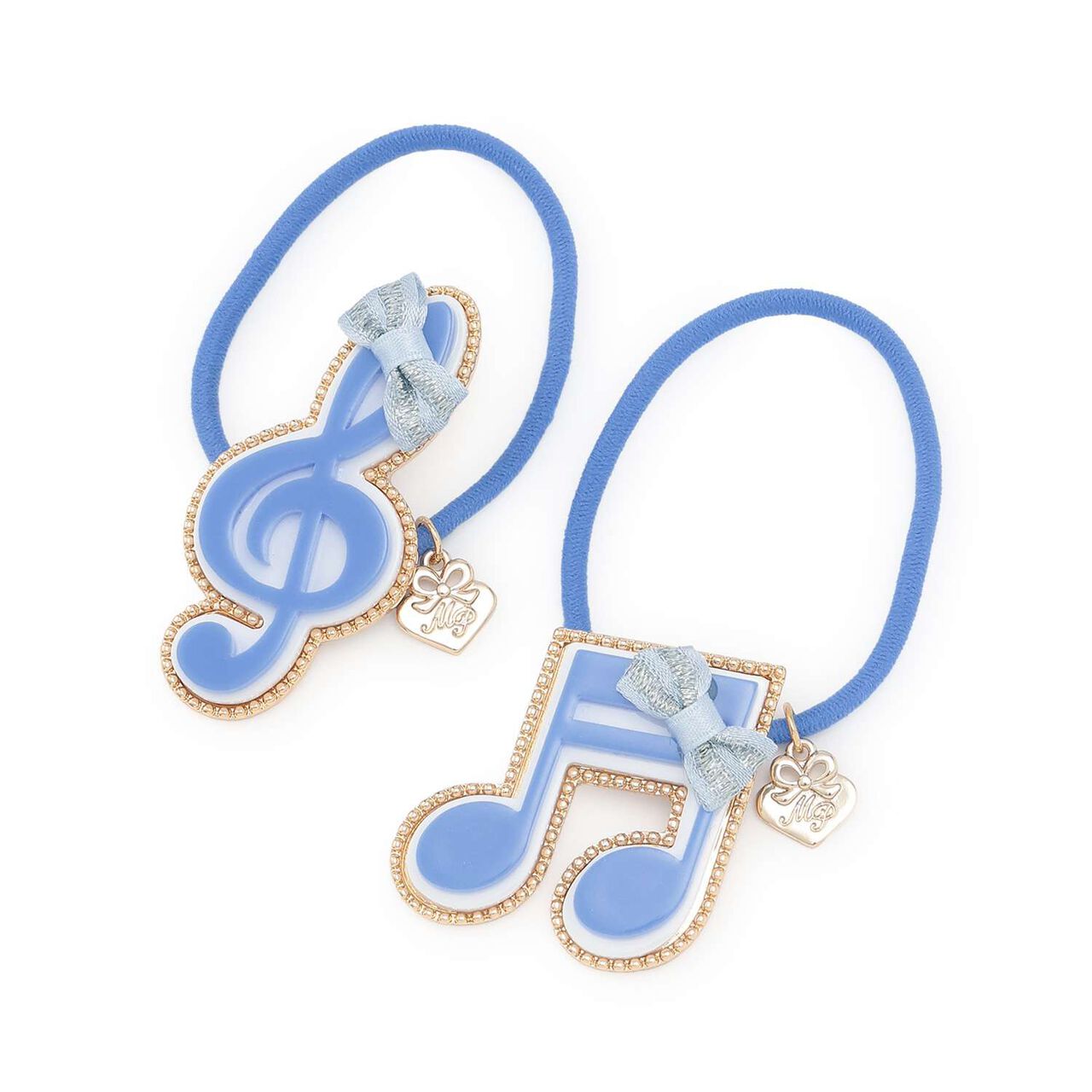 Musical Note Hair Ponytail Holder 2-Piece Set,Sax blue, large image number 0