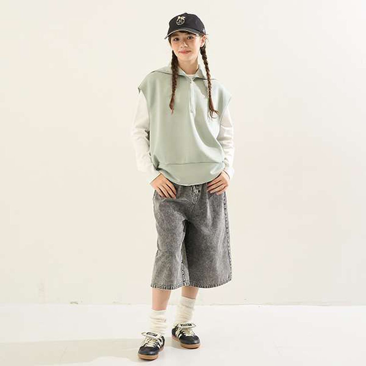 [AMI] Sailor Half-Zip Dampa Vest &times; Long Sleeve T-Shirt,Light green, large image number 16