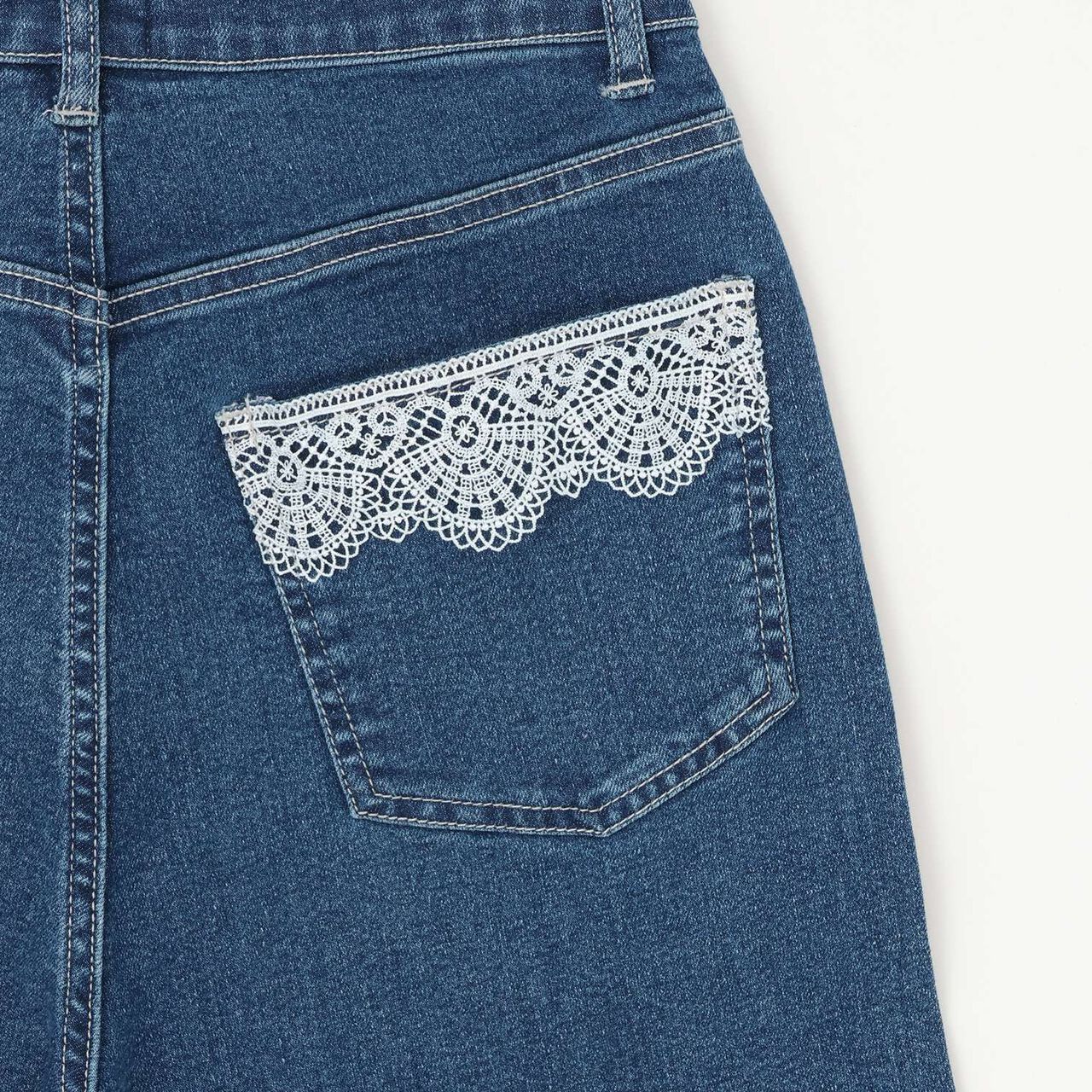 [Parent-Child Matching] Lace Denim Pants,Sax blue, large image number 6